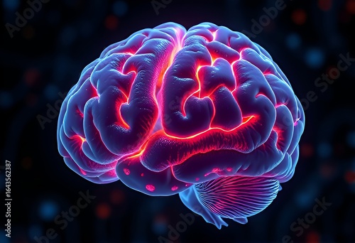 Brain highlighting the visual cortex when processing visual stim