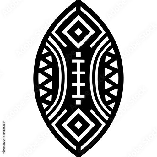 African Abstract Shield - Vector Illustration with Tribal and Ethnic Patterns