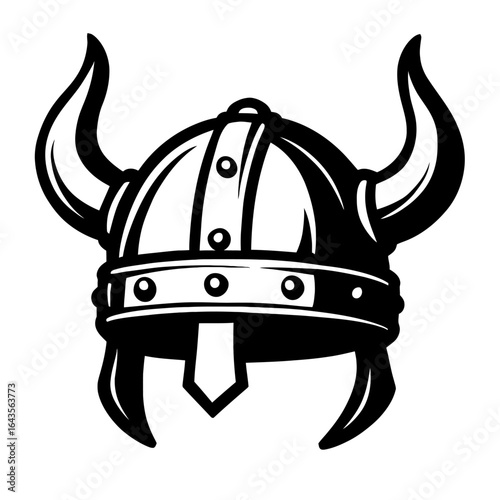 Vintage Viking Horned Helmet Vector - Classic Norse Warrior Headgear