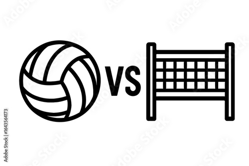 Volleyball Showdown: Classic Symbol of a Ball and Net for the Sport