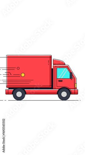 Wallpaper Mural Fast red delivery truck moving through the city streets Torontodigital.ca