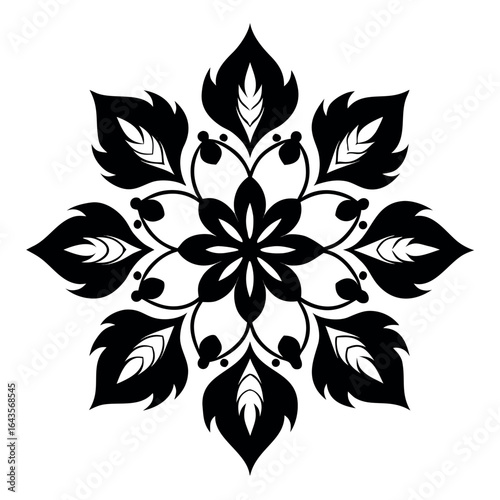 Vector illustration of a flower. black flower, floral with white background