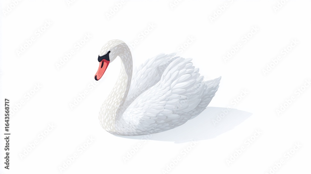Fototapeta premium Swan Resting on White Surface
