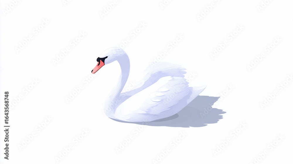 Fototapeta premium Swan resting on bright white surface