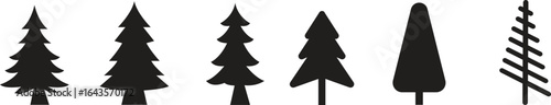 Christmas Tree icon set.Pixel Perfect. For Mobile and Web. Contains such icons as Christmas Tree, Nature, Holiday, Christmas, Pine Tree, Winter.Vector illustration of pine silhouette.