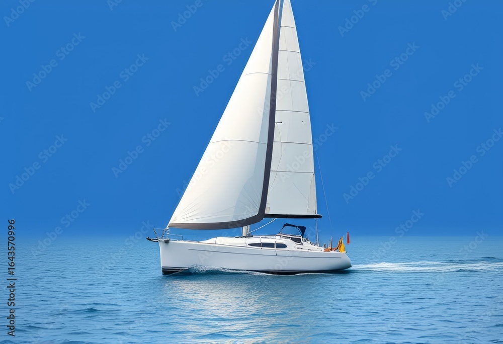 Obraz premium Sailing Boat A sailboat with a billowing sail a hull and a glidi