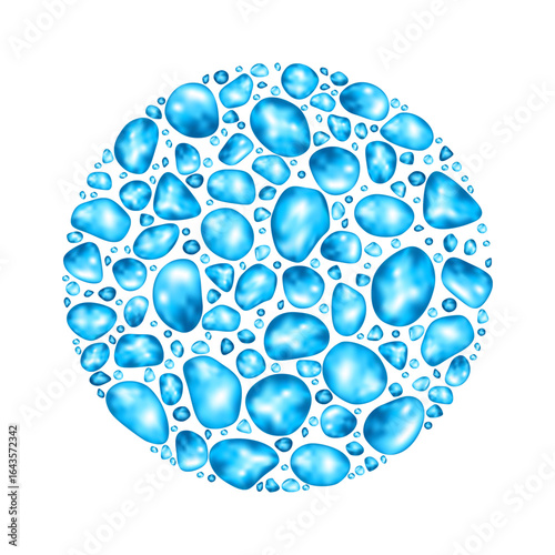 Water drops in a circle shape.