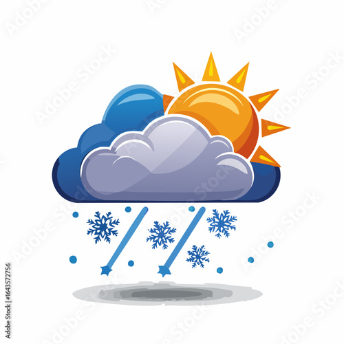 Icon of Snowy Weather with Sun and Clouds