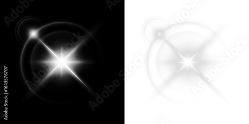 White, star, glow, ray, burst in PNG with glowing star. This PNG Overlay on transparent background adds sparkle and bright cosmic energy to abstract or radiant design projects