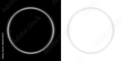 Frame, circle, glowing, light, white in PNG with futuristic halo. This PNG Overlay on transparent background is perfect for minimal tech frames, abstract borders, and modern luminous design accents.
