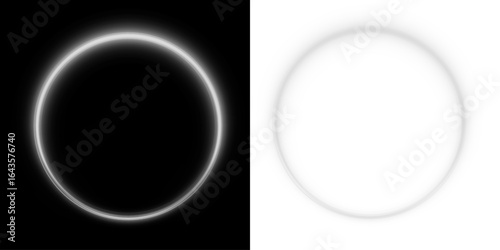 Frame, circle, glowing, light, white in PNG with futuristic halo. This PNG Overlay on transparent background is perfect for minimal tech frames, abstract borders, and modern luminous design accents.