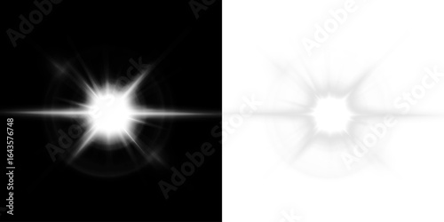 Transparent, overlay, light, ray, white starburst in PNG with star shine. This PNG Overlay on transparent background creates radiant glow for cosmic, abstract, or bright energy design effects.