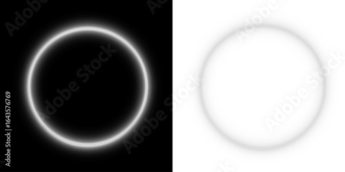 Circle, frame, glowing, light, white in PNG with modern style. This PNG Overlay on transparent background creates a futuristic border frame with bright halo effect for tech, space, or elegant designs.
