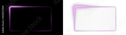 Neon, frame, box, line, light in PNG pink neon effect. This PNG Overlay with transparent background features pink frame for cyber, tech, and modern UI frame designs.