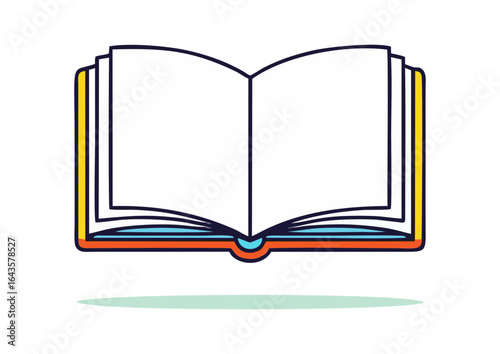Stylized open book on a light background, vector illustration