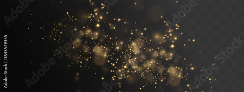 Abstract, gold, bokeh, light, sparkle in PNG create festive elegance. This PNG Overlay with transparent glow fits christmas, valentine, holiday, and romantic luxury decoration projects.
