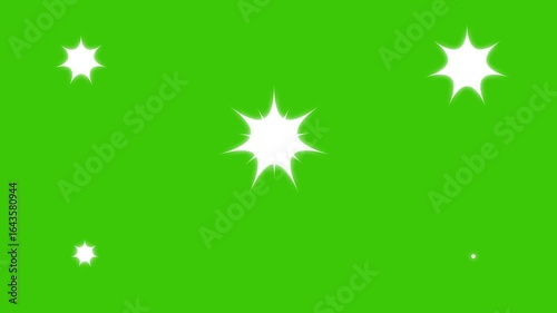 Twinkle star glitter sparkle animation, shimmering light camera flashes stars green screen,  glitter on green screen background, Glowing stars sparkle on transparent background. 4K animation