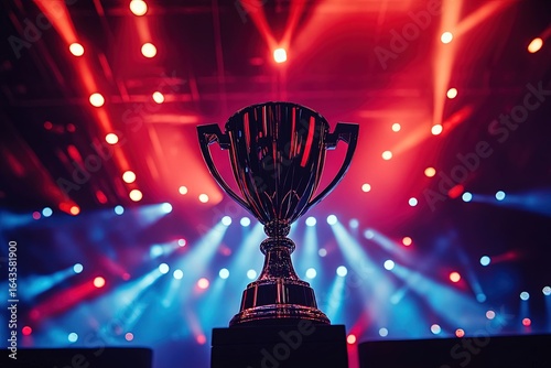 Wallpaper Mural Geometric trophy cup on esports stage with spotligh Torontodigital.ca