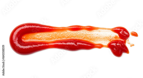 Line of red tomato ketchup sauce isolated on transparent background

