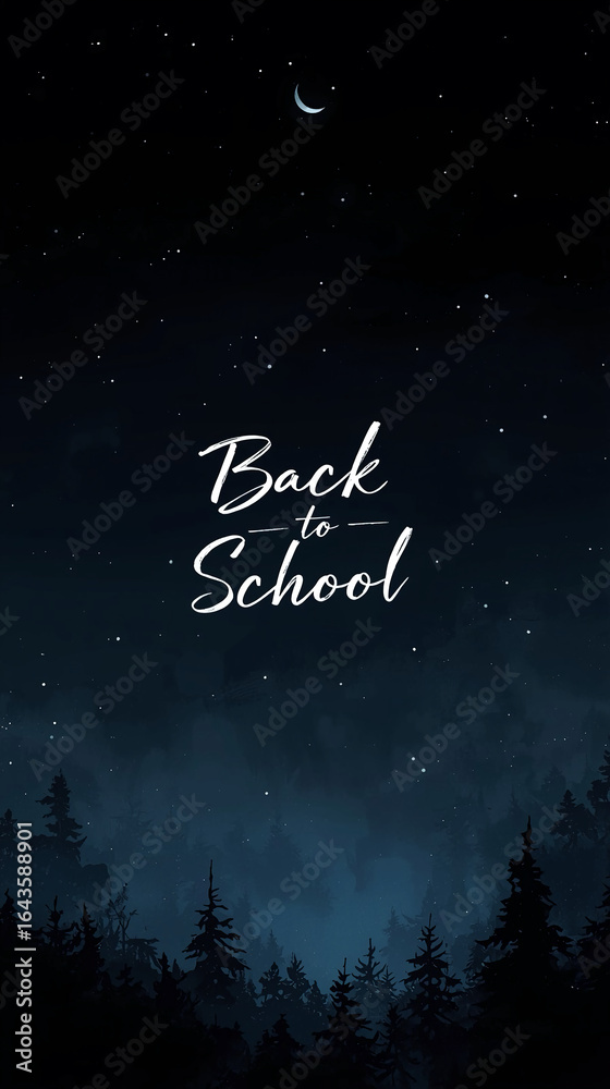 Naklejka premium Illustration Dark Night Back to School Pine Forest Background Design