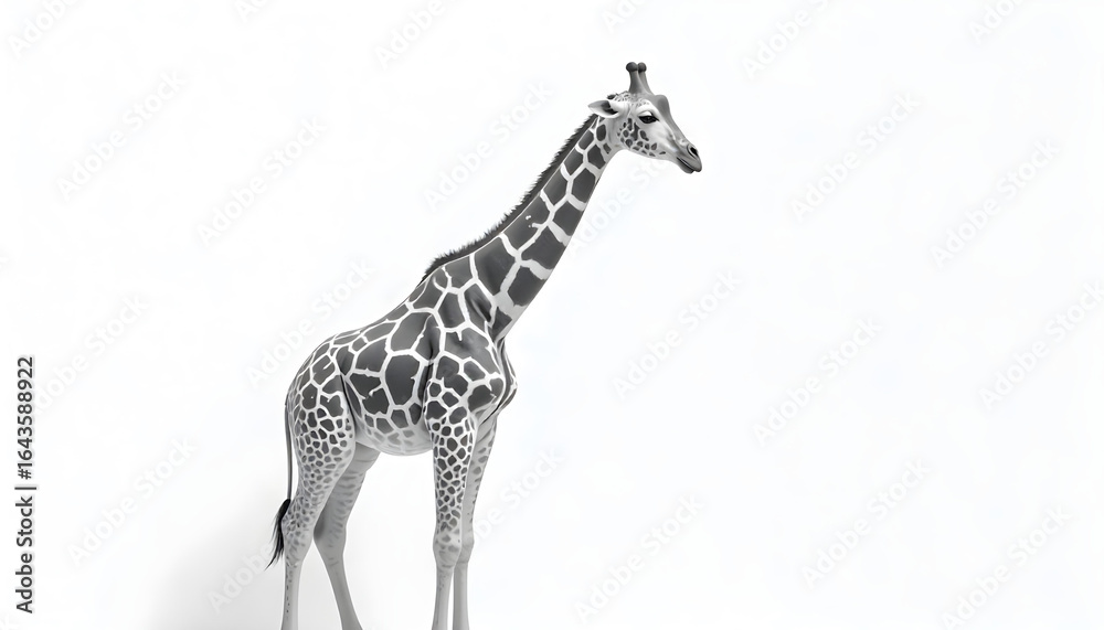 Fototapeta premium giraffe standing isolated on white background 