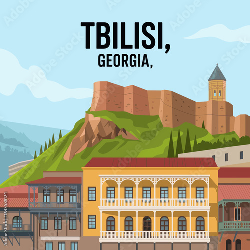 Tbilisi Georgia Old Town and Narikala Fortress Poster
