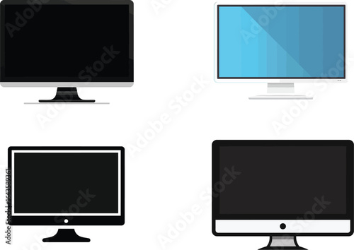 Flat Computer Monitors, Vector Set EPS
