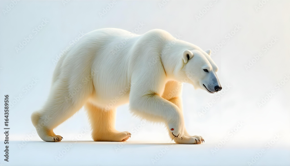 Fototapeta premium Polar white bear walking isolated 