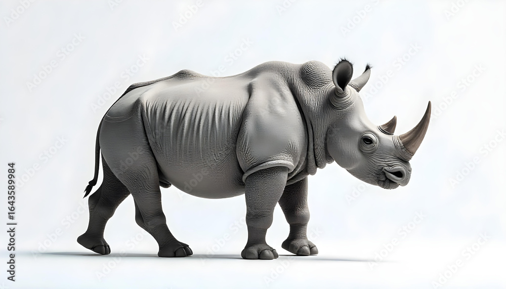 Naklejka premium rhinoceros walking isolated on white background