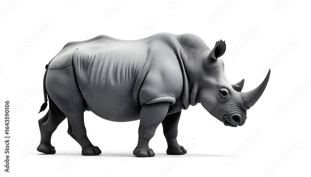 Fototapeta premium rhinoceros walking isolated on white background