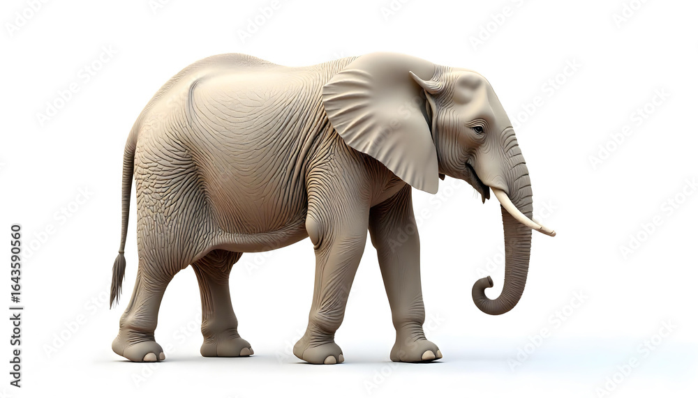 Obraz premium elephant walking isolated on white background