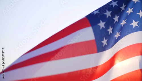american flag waving on white