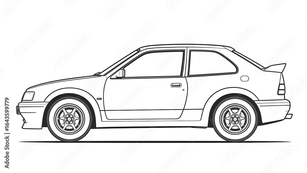 Fototapeta premium Sedan Outline Side View
