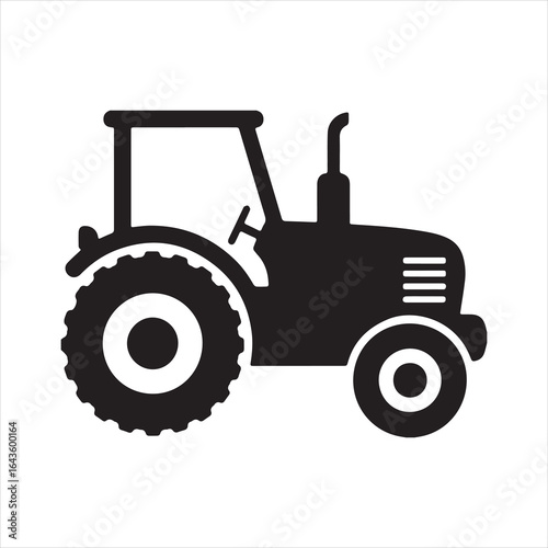 Silhouette agriculture tractor farming vehicle rural industry vector Illustrator