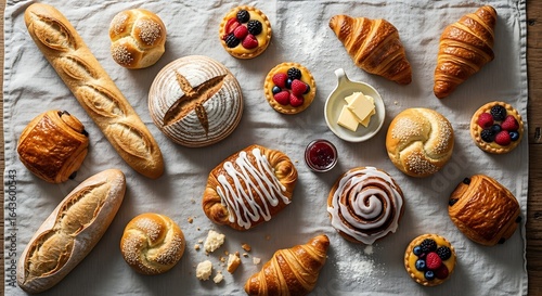 Artisanal pastry and baked goods arrangement showcasing a variety of textures and flavors