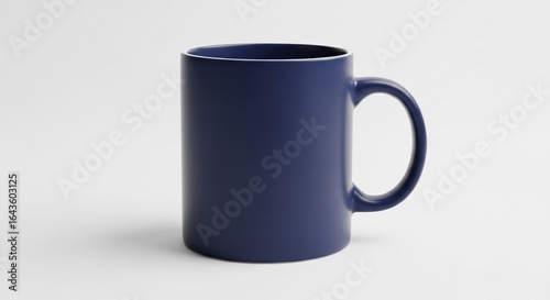 Simple Deep Blue Coffee Mug Mockup on White Background, Studio Shot
