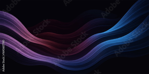 Abstract purple background with waves of light and dark blue lines creating a flowing, textured motion design