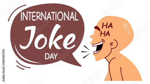International joke day celebration funny cartoon illustration of laughing person and joke bubble