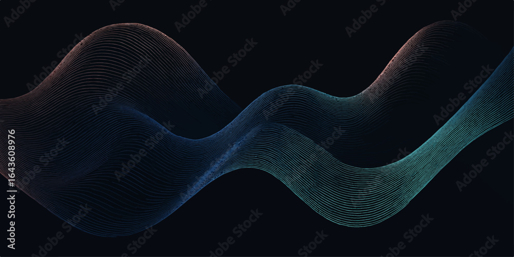 Fototapeta premium Smooth flowing blue and black smoke waves create an abstract motion design wallpaper