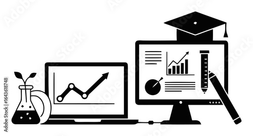 Minimalist Black Silhouette Vector Design for Educational Tech Content