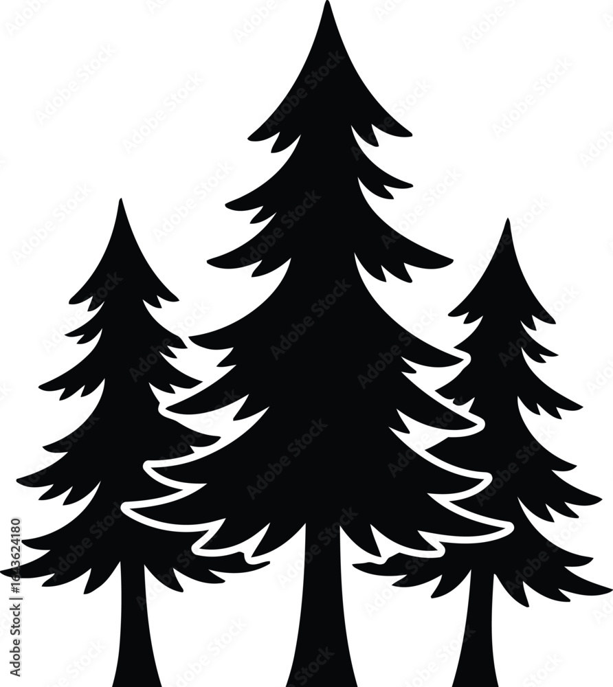 Obraz premium Silhouette evergreen trees forest nature vector