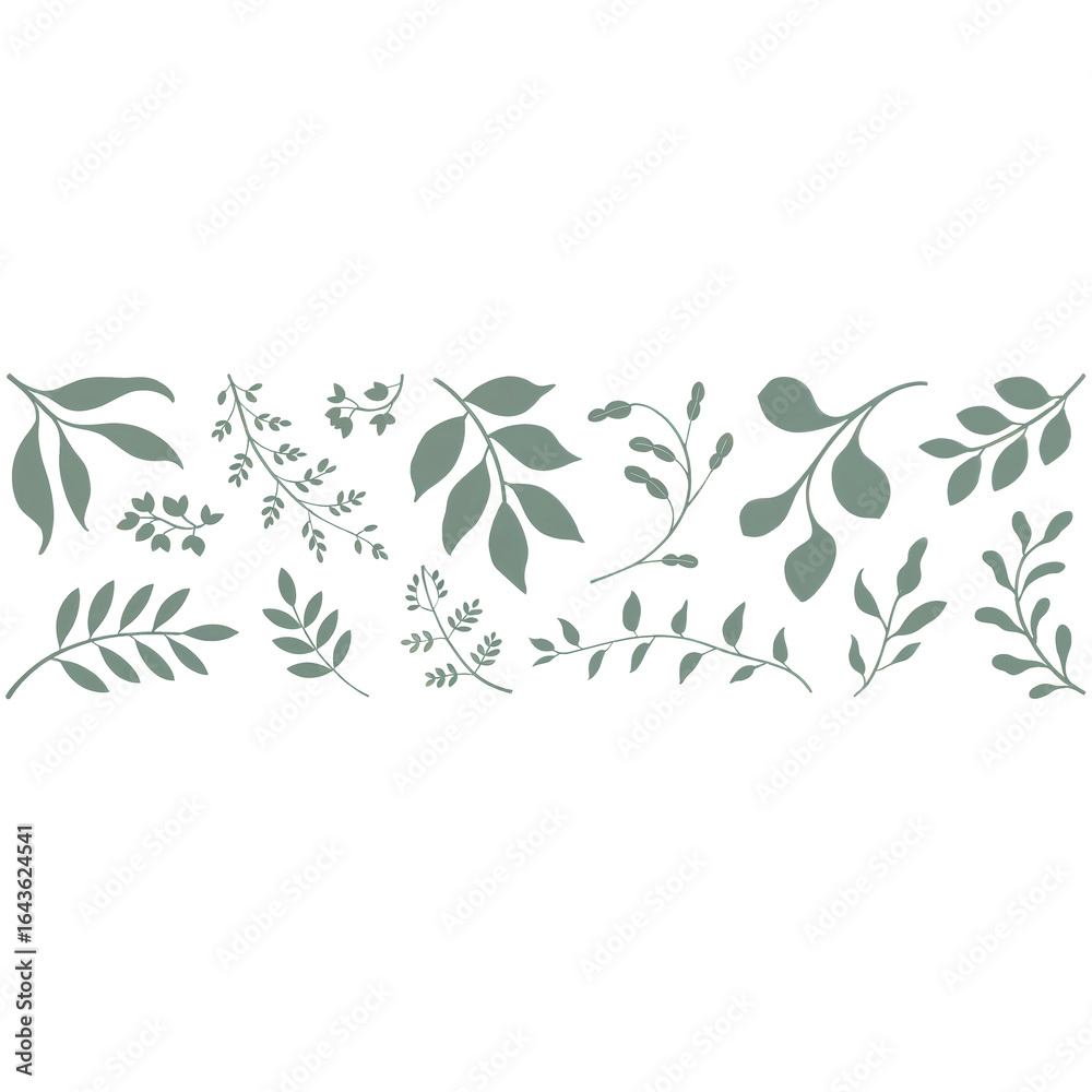 Obraz premium Elegant floral border with green leaves and vines on a subtle textured background