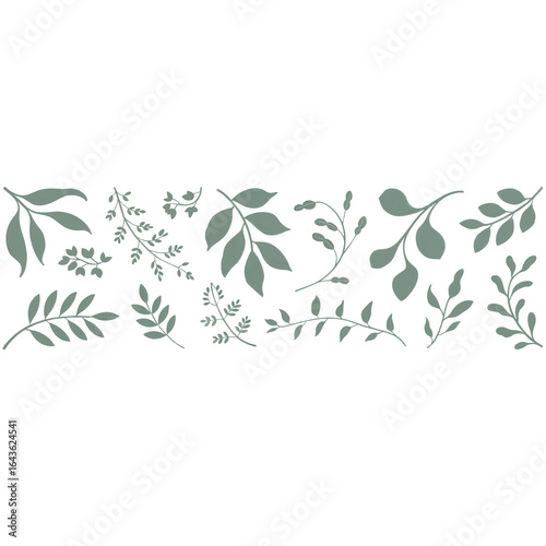 Elegant floral border with green leaves and vines on a subtle textured background