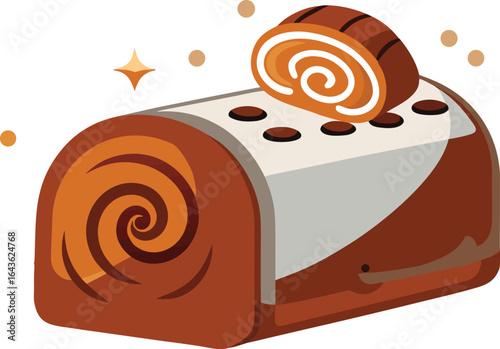 Chocolate-chip swirl loaf with sliced spirals ready to serve