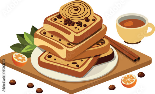 Chocolate-chip swirl loaf with sliced spirals ready to serve