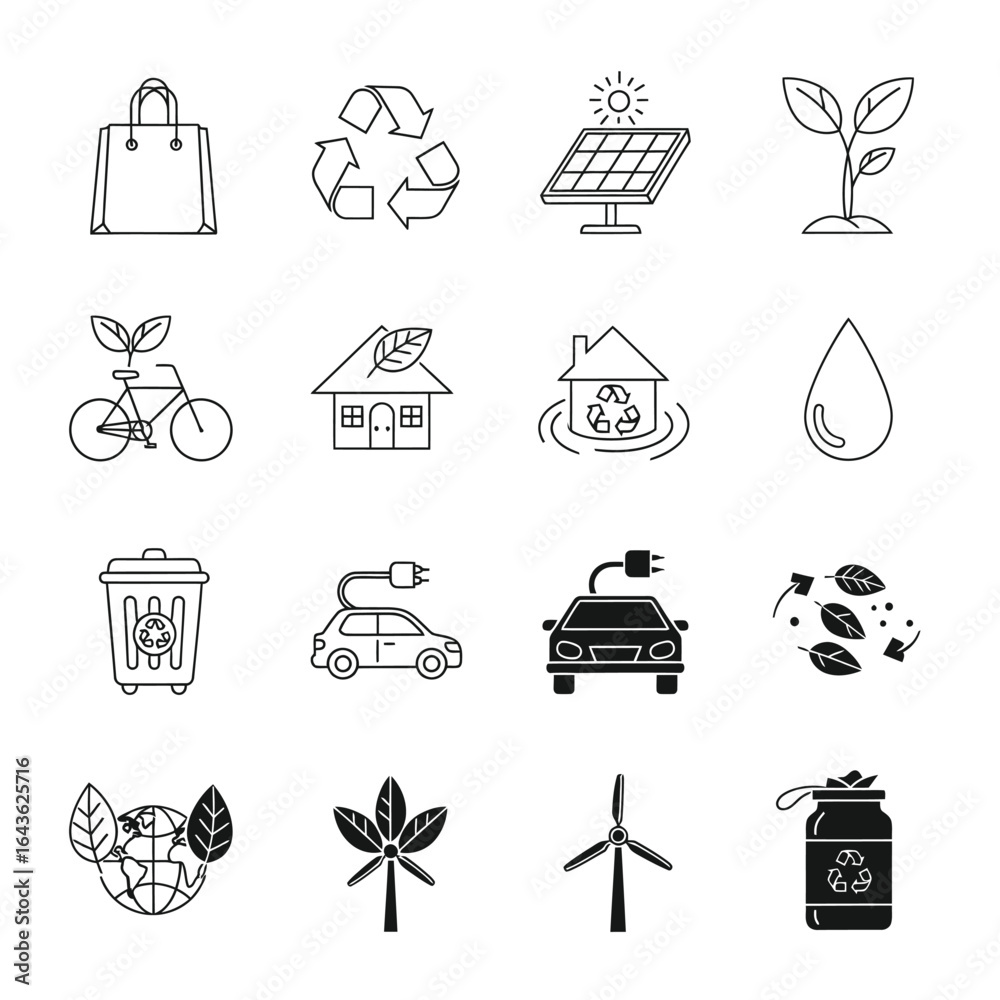 Naklejka premium Eco-Friendly Symbols and Icons