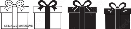 Gift Boxes in Various Styles: A collection of exquisitely crafted gift boxes, each adorned with a decorative bow, ideal for conveying messages of joy and celebration across multiple occasions.