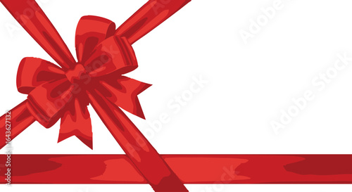 A Festive Red Ribbon and Bow: This image shows the classic beauty of a decorative red ribbon and bow, artfully arranged against a simple background.