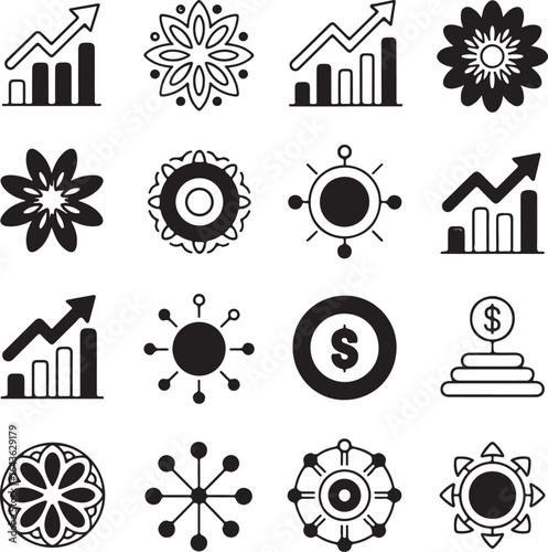 business, growth, abstract, design, financial, success, decorative, element, data, visualization, chart, graph, icon, set, vector