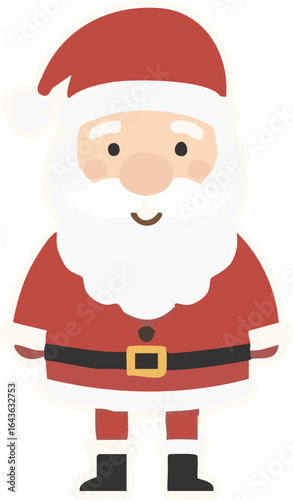 Santa's Festive Arrival: A jovial Santa Claus figure, radiating cheer in his iconic red suit and hat, smiles warmly as he prepares to spread Christmas joy and holiday spirit to all.